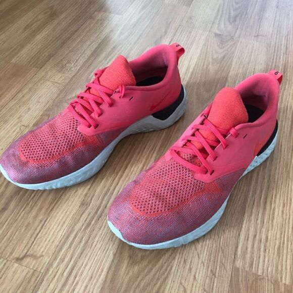 NIKE Odyssey React 2 Flyknit AH1016-800 Ember Glow/Red Running Shoes - Picture 4 of 11